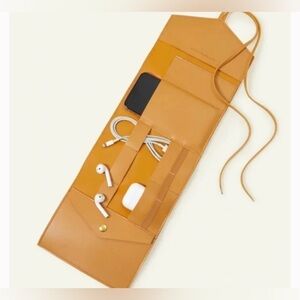 Glass Ladder Co Katherine Tech Organizer Roll Up Travel Pouch Leather Brand New